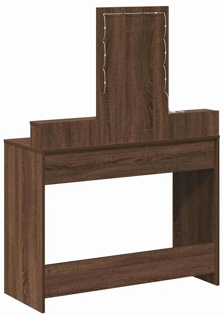 mesa de maquilhagem vidaXL com luzes LED Carvalho Castanho 100x41x140