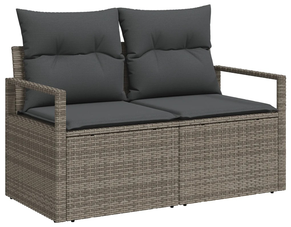 Conjunto de Sofás de Jardim de 8 Peças com Almofadas Cinza Rattan Poli