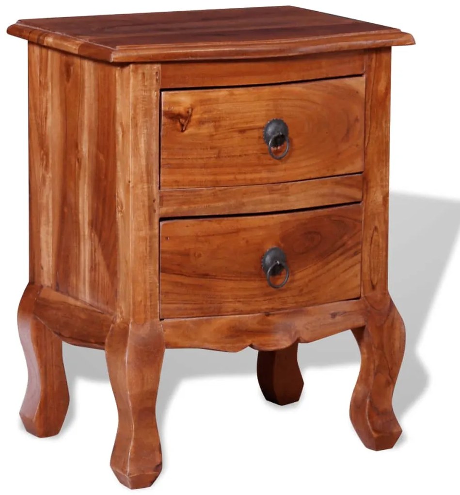Mesa de cabeceira com gavetas madeira de acácia maciça