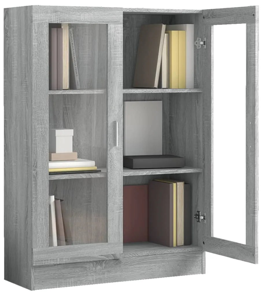 Vitrine 82,5x30,5x115 cm derivados de madeira cinzento sonoma