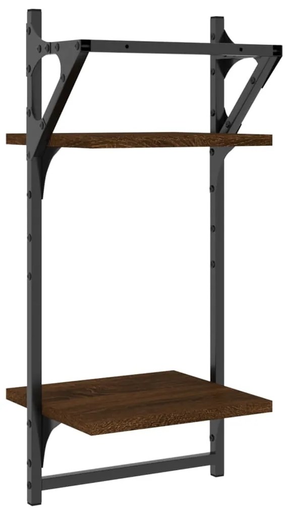 Estante 2 prat. c/ barras 2 pcs 30x25x65 cm carvalho castanho