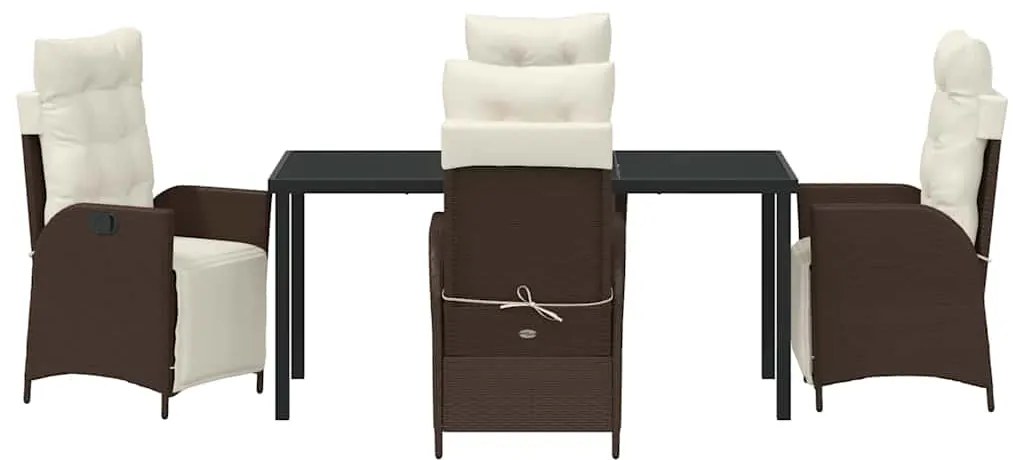 Conjunto de Jantar de Jardim com 5 Peças em Rattan Sintético Castanho