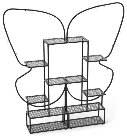 Prateleira para vasos de flores em formato de borboleta com 6 níveis e 185 cm de altura, branca