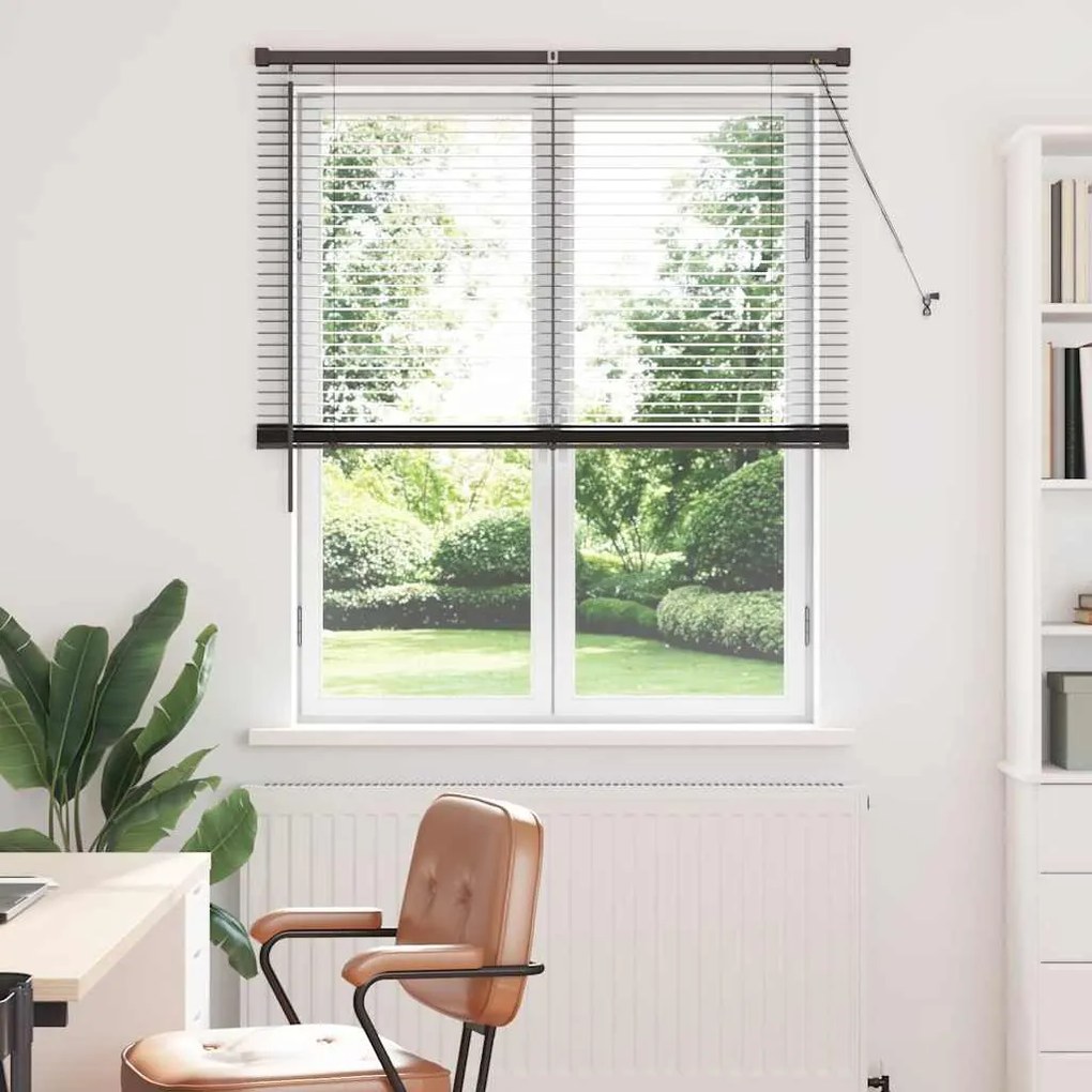 vidaXL Persianas venecianas com cortinas Preto 175 x 110 cm Alumínio