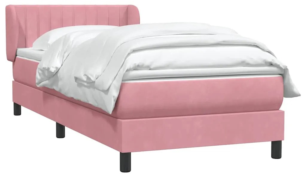 Cama com molas/colchão 100x220 cm veludo Rosa