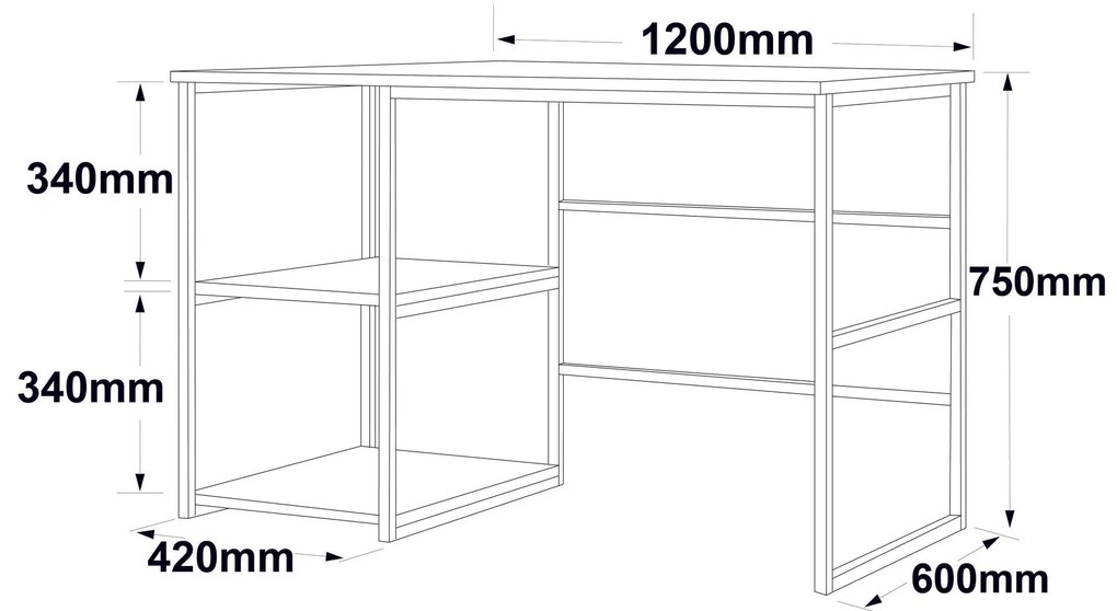 Secretária VG23 – Mármore Branco e Dourado – 120x75x60 cm