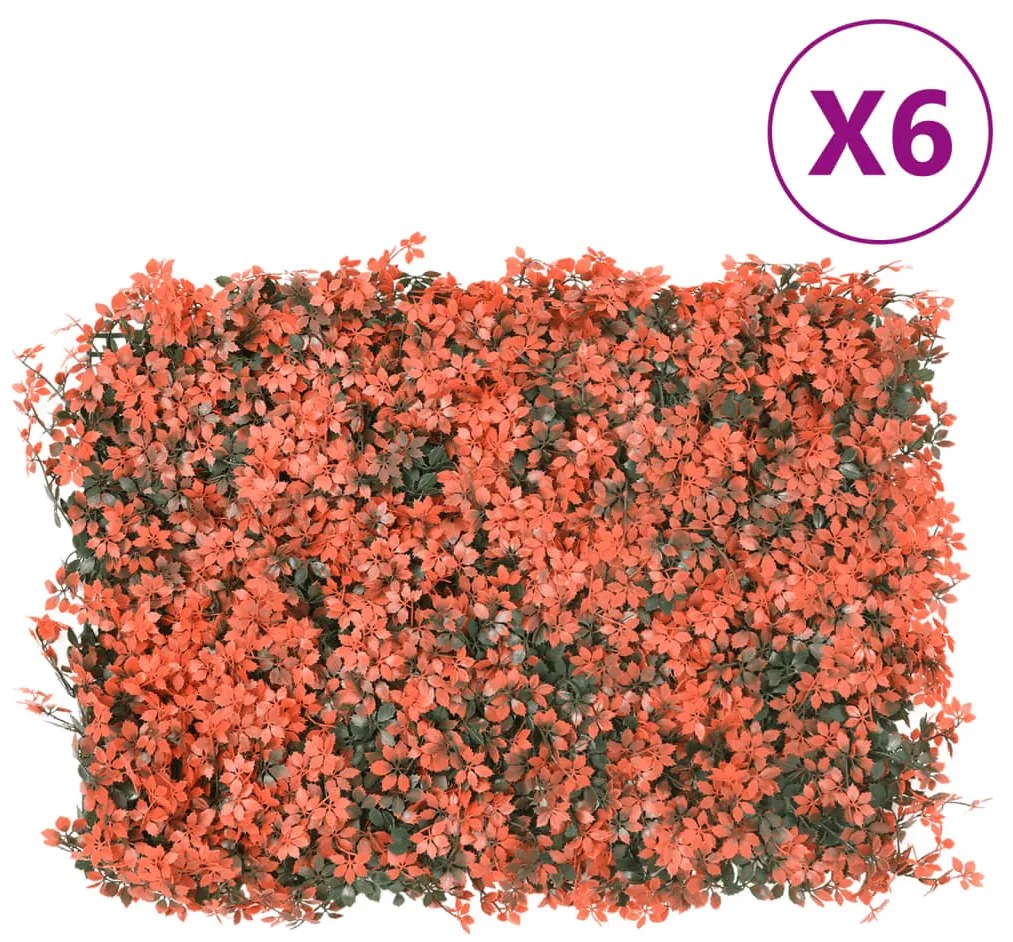  vidaXL Vedação folhas ácer artificiais 6 pcs 40x60cm vermelho-claro