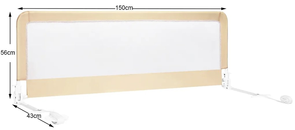Barra de segurança para bebés para camas com altura ajustável 150 x 55 cm Bege