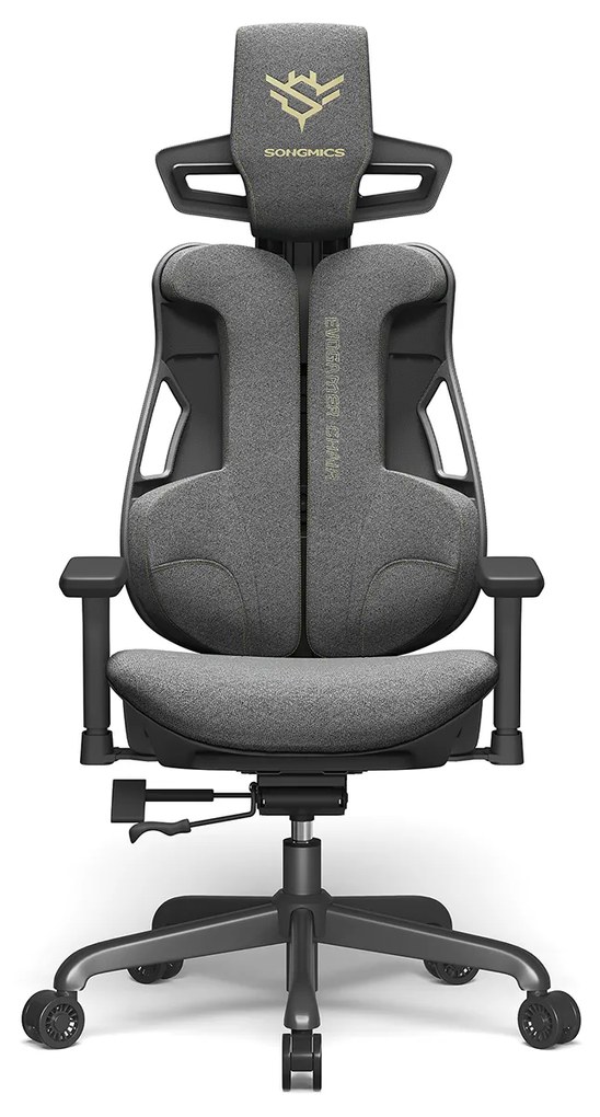 Cadeira gamer SONGMICS Cadeira de escritório com altura ajustável, efeito de fibra de carbono, encosto de cabeça com braços ajustáveis, capacidade de carga de 150 kg OBG067G01