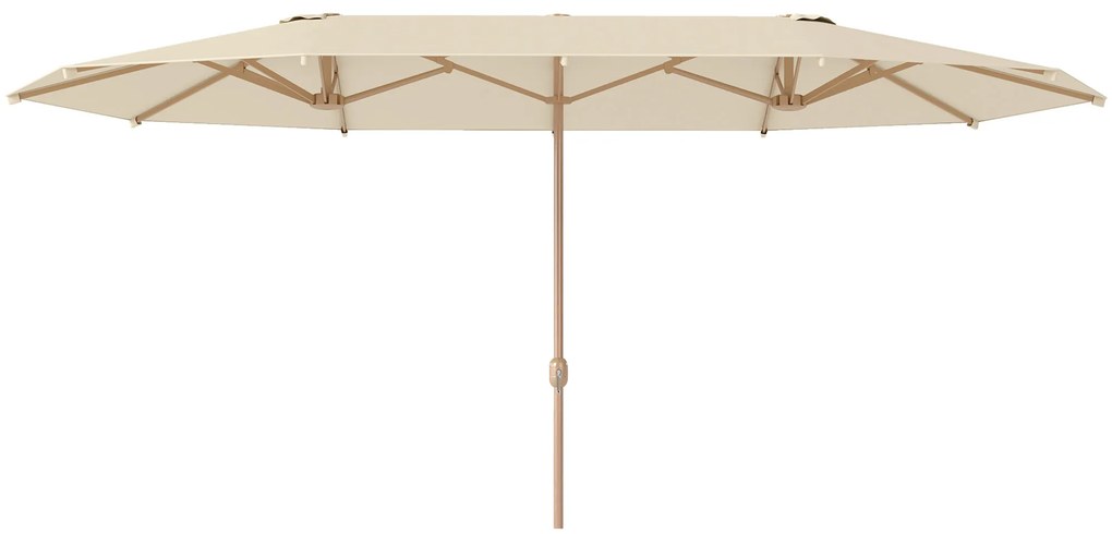 Outsunny Chapéu de Sol Duplo 4,55x2,65 m Chapéu de Sol de Exterior com Manivela Manual e Proteção Solar Chapéu de Sol Grande Creme