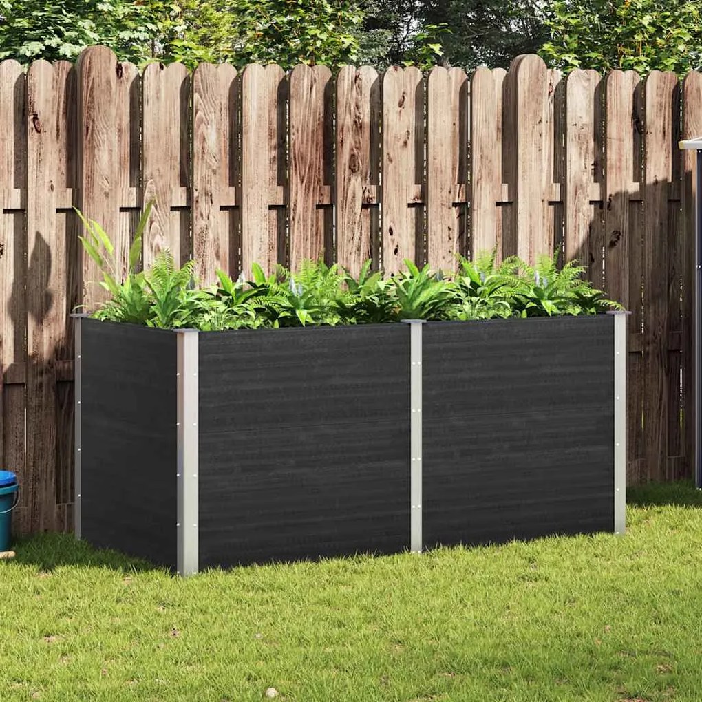 Canteiro elevado de jardim 200x100x91 cm WPC cinzento