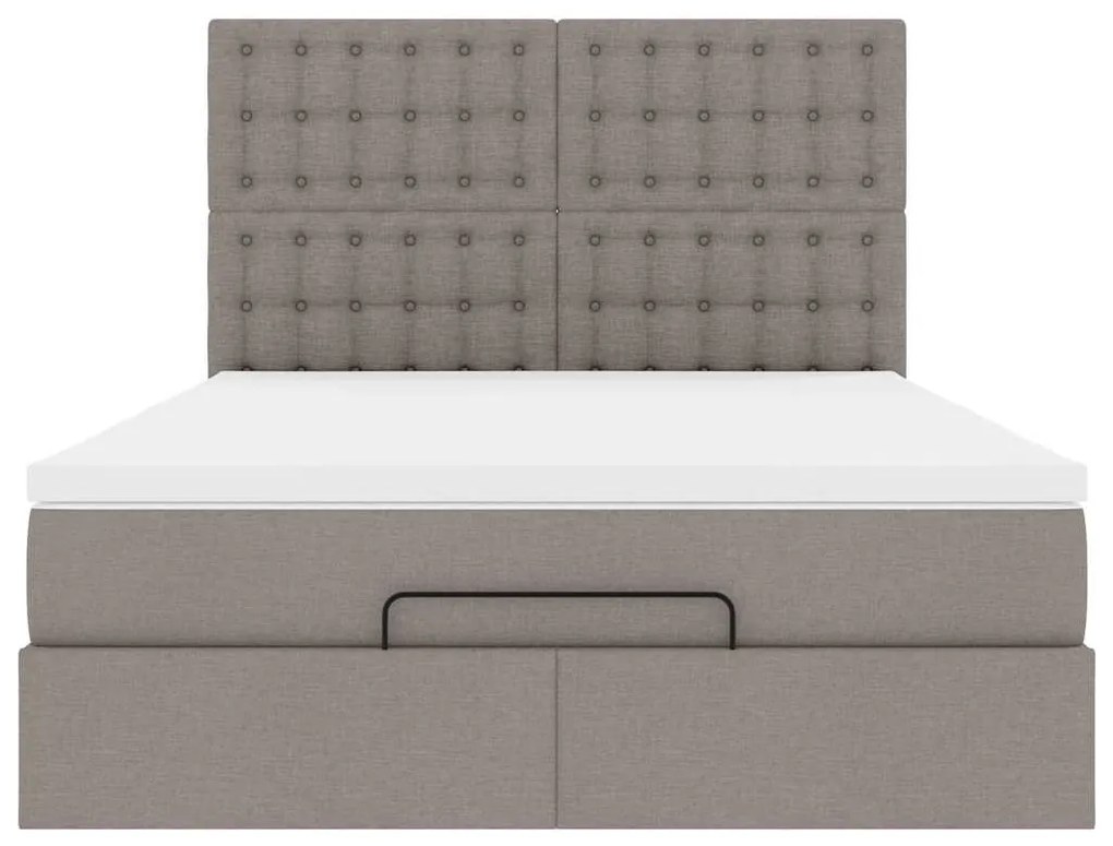 Estrutura de cama otomana com colchão tecido cinzento 140x200cm