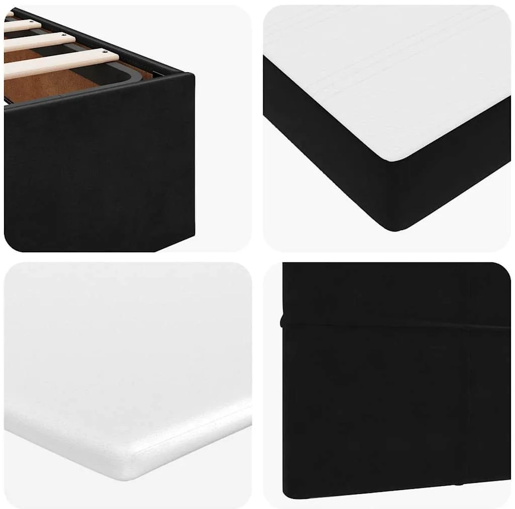 Estrutura de cama otomana com colchão 140x200 cm veludo preto