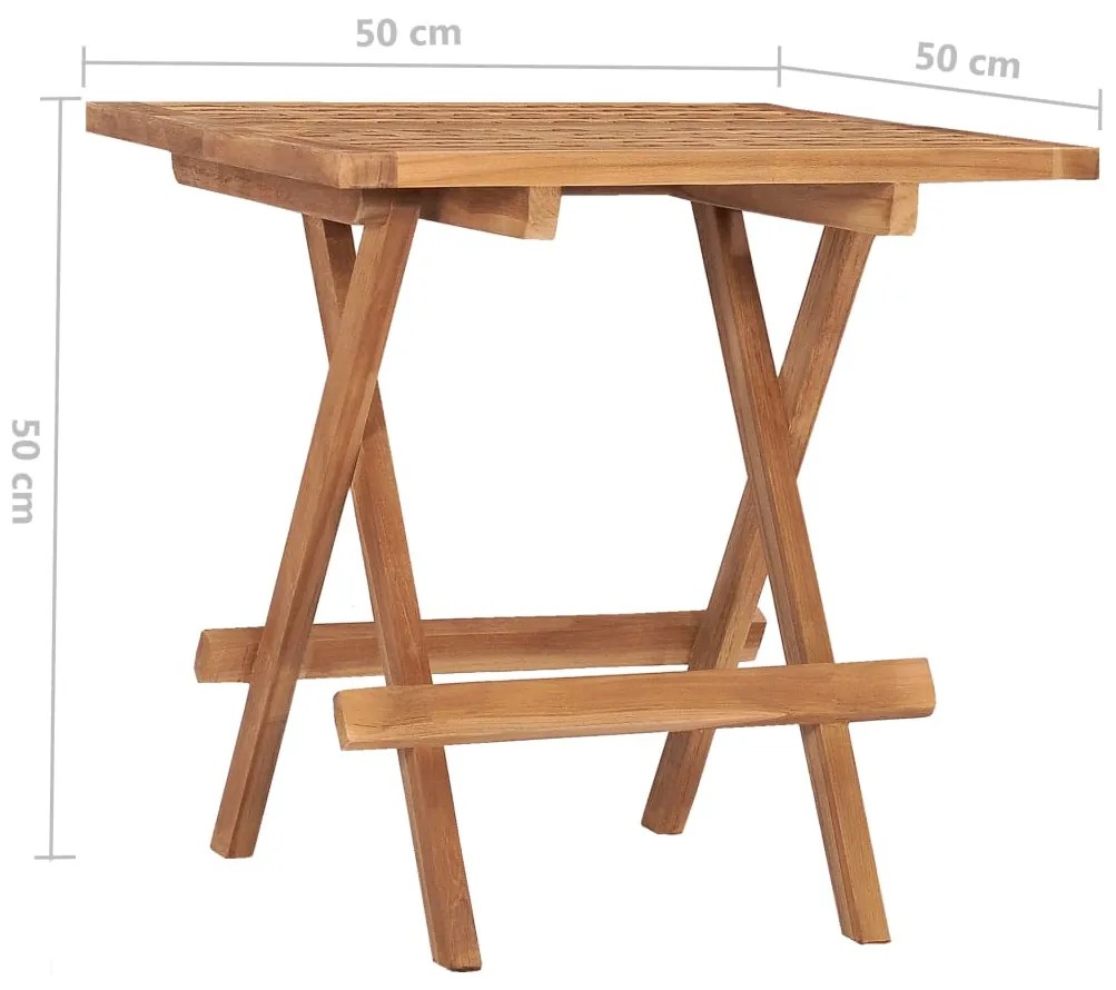 3 pcs conj. jantar dobrável exterior c/ almofadão teca maciça