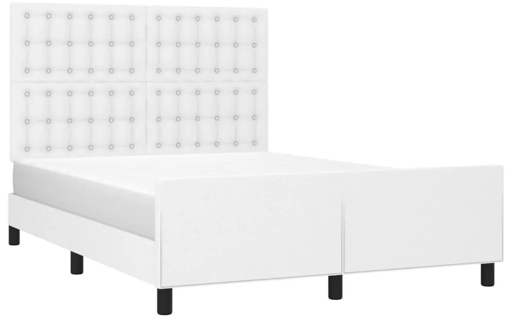 Estrutura cama c/ cabeceira 140x200 cm couro artificial branco