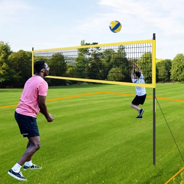 Conjunto de rede de voleibol portátil para exterior Sistema de rede de voleibol de alta resistência com postes ajustáveis em altura Amarelo