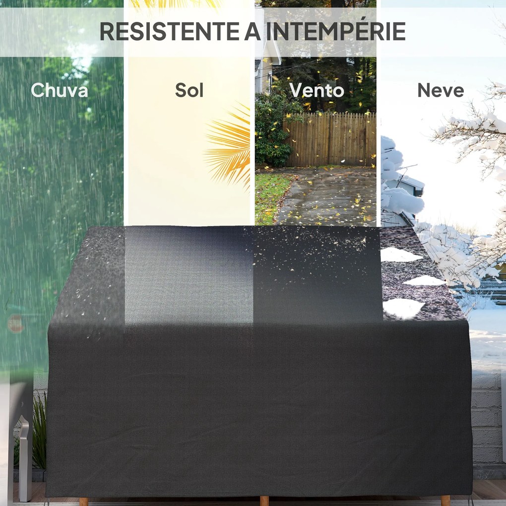 Capa Protetora para Banco 2 Lugares Capa Protetora de Móveis Impermeável Exterior Jardim Proteção contra Chuva e Sol 140x84x56/94 cm Preto