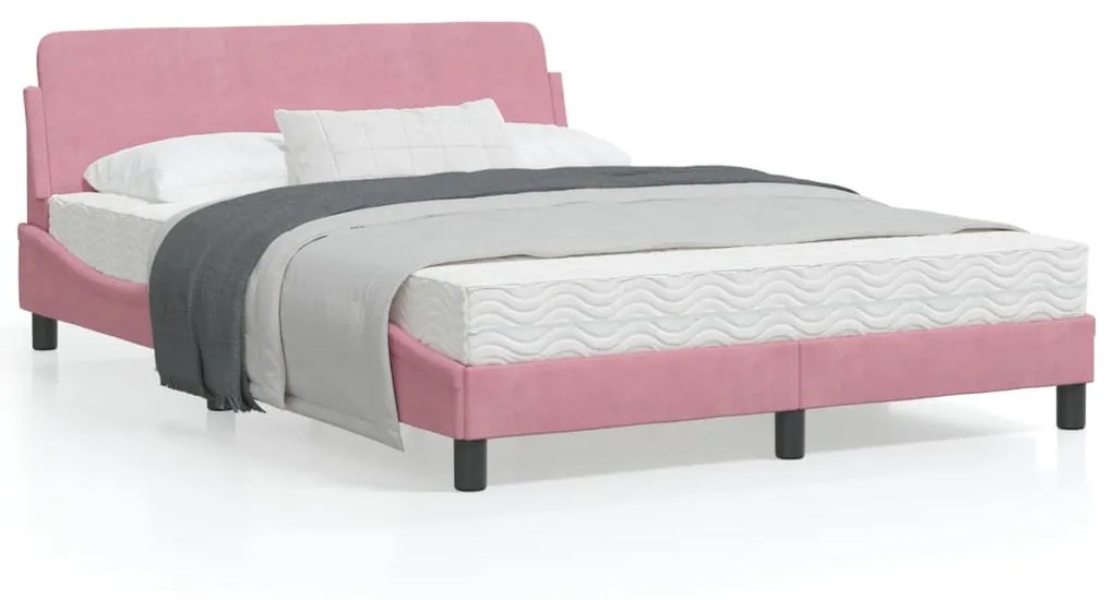 vidaXL Estrutura cama c/ cabeceira sem colchão 120x200 cm veludo rosa