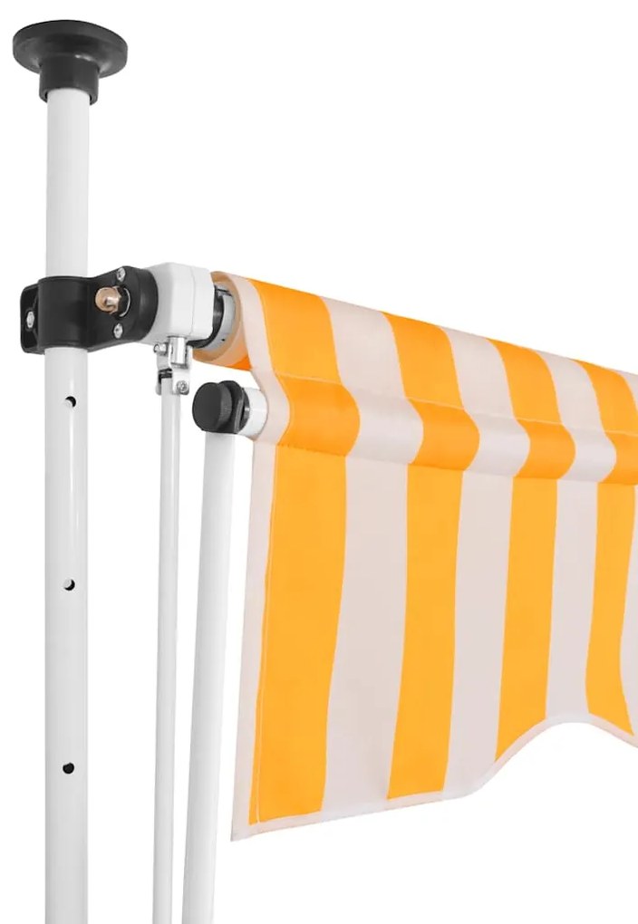 Toldo retrátil manual 150 cm riscas laranjas e brancas
