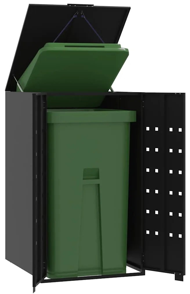 vidaXL Abrigo para caixote do lixo 69x79x117 cm aço preto
