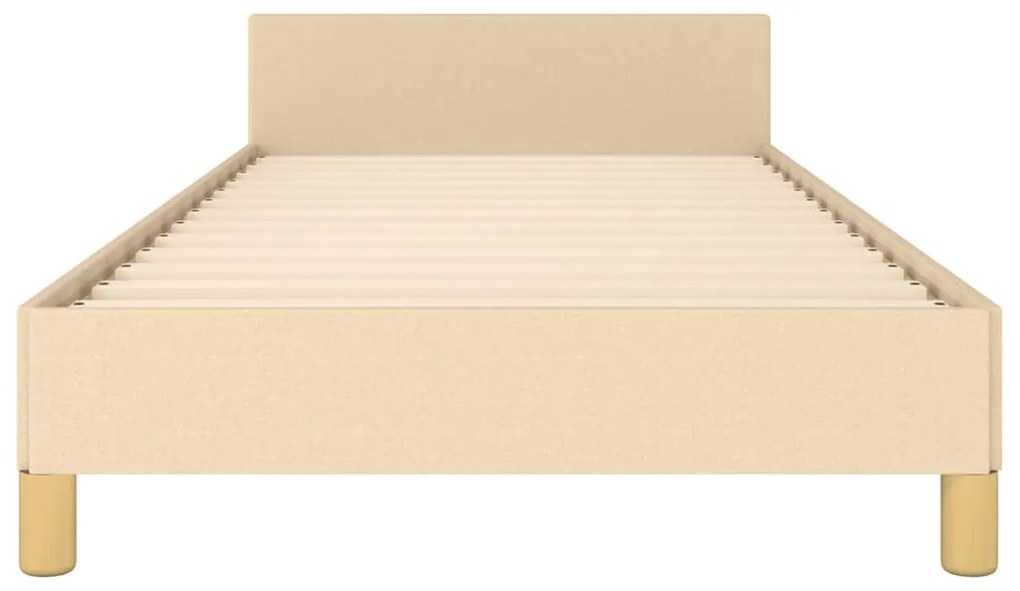 Estrutura cama c/ cabeceira sem colchão tecido 80x200 cm creme