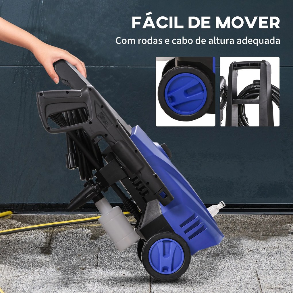 DURHAND Lavadora de Alta Pressão 1600W Caudal 432 L/h Bomba de Alumíni