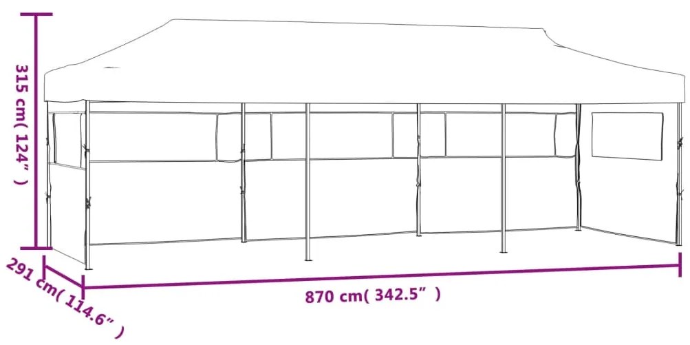 Tenda para festas pop-up dobrável c/ 5 paredes 3x9 m antracite