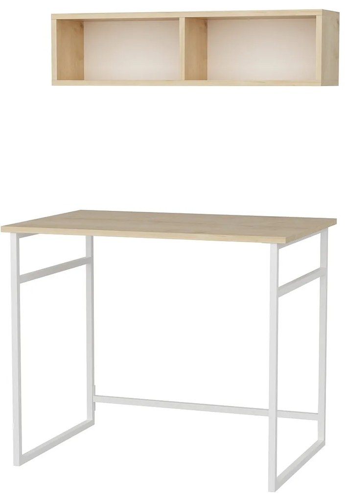 Secretária de Estudo Hussum - Branco Carvalho - 90x60x75 cm