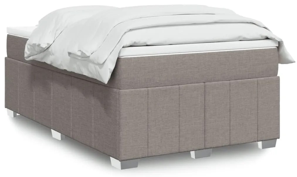 vidaXL Cama boxspring c/ colchão 120x190cm tecido castanho-acinzentado