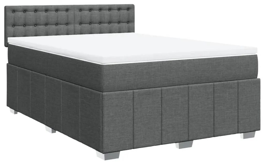 Cama com molas/colchão 140x200 cm tecido cinzento-escuro
