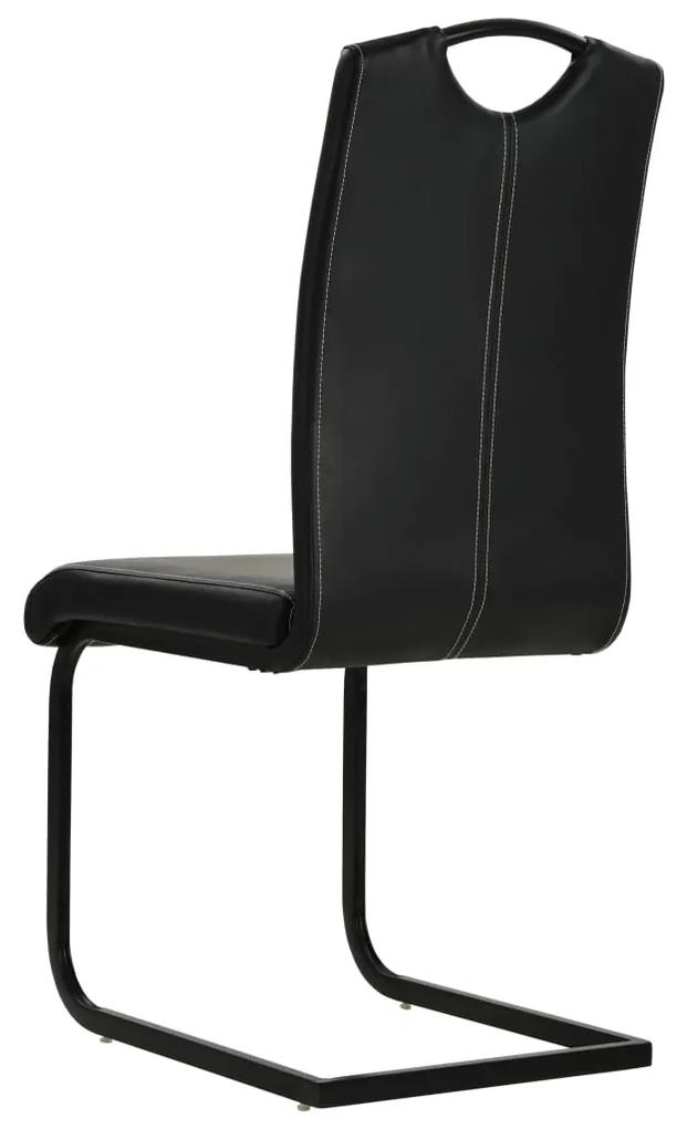 Cadeiras de jantar cantilever 4 pcs couro artificial preto