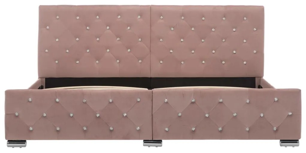 Estrutura de cama 180x200 cm veludo rosa