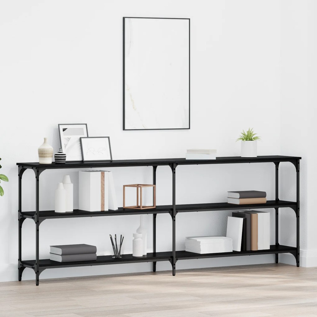 Mesa de Console Carvalho Preto 200x29x75 cm Madeira Engenheirada