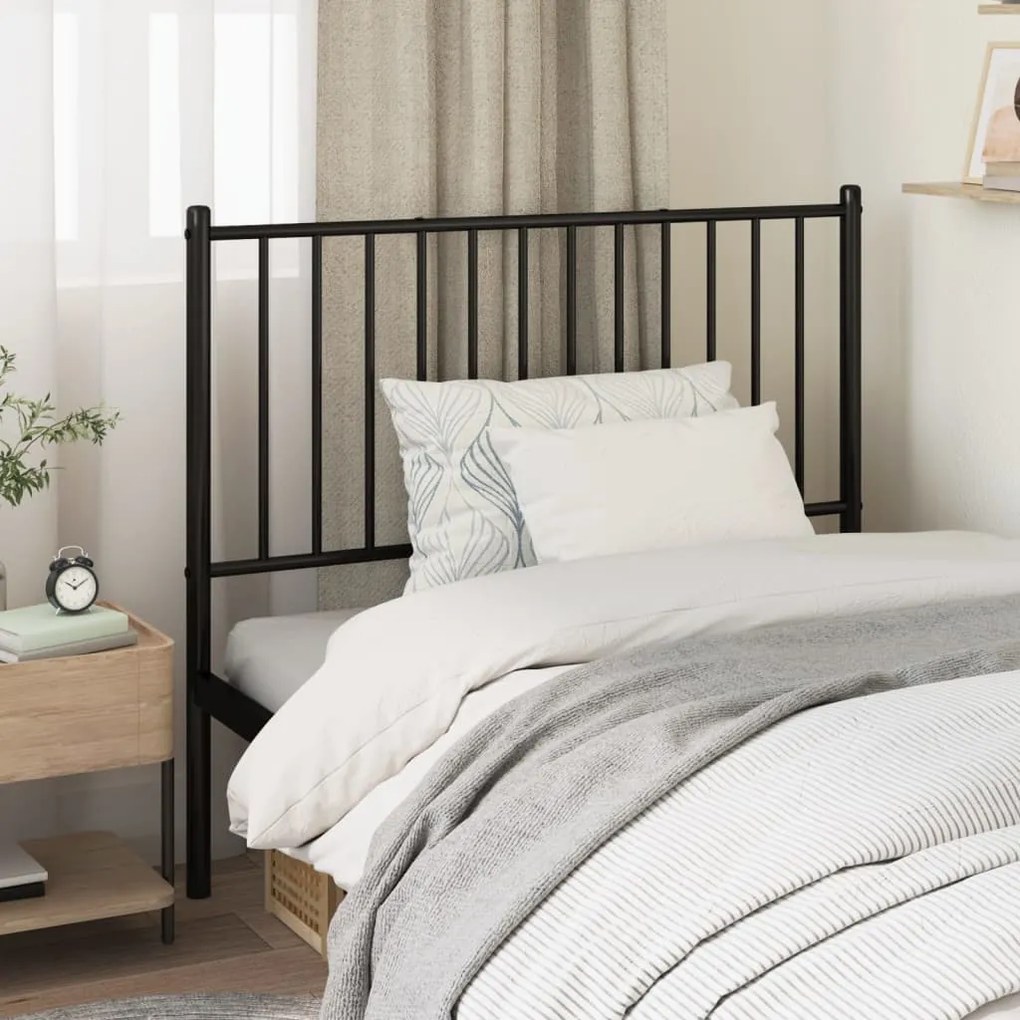vidaXL Cabeceira de cama 100 cm metal preto