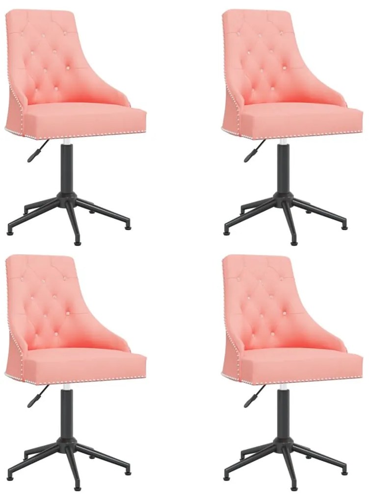 3093124 vidaXL Cadeiras de jantar giratórias 4 pcs veludo rosa