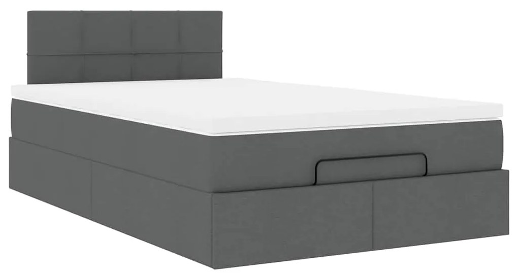 Cama otomana com colchão&LEDs 120x200 cm tecido cinzento escuro