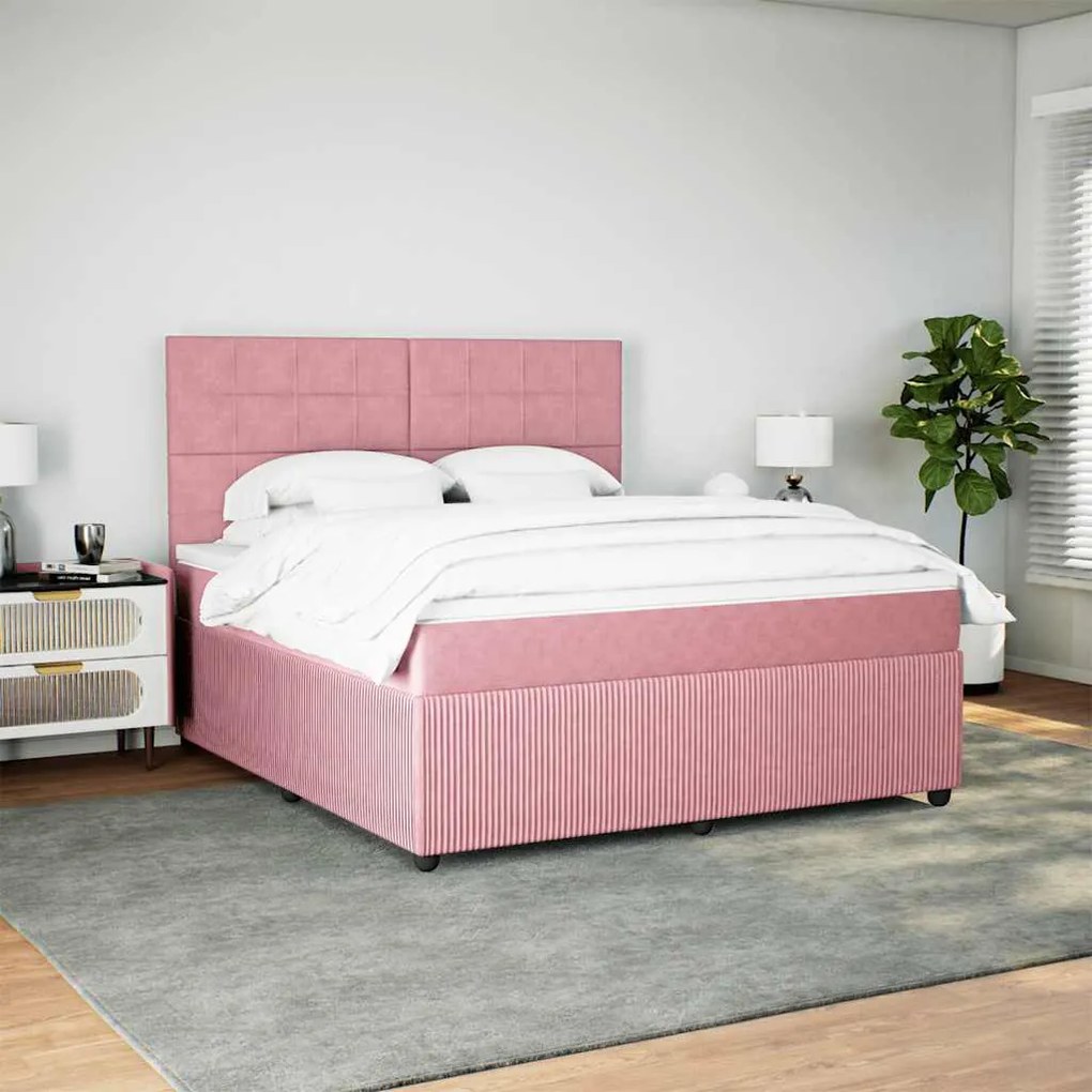 Cama com molas/colchão 180x200 cm veludo rosa