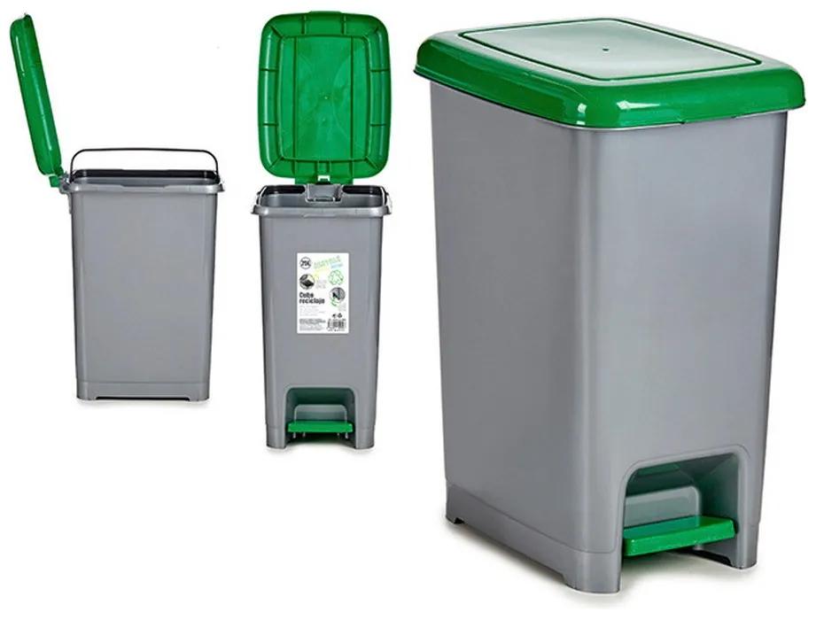 Caixote de Lixo para Reciclagem Verde Cinzento Plástico 25 L (26,5 x 47 x 36,5 cm)