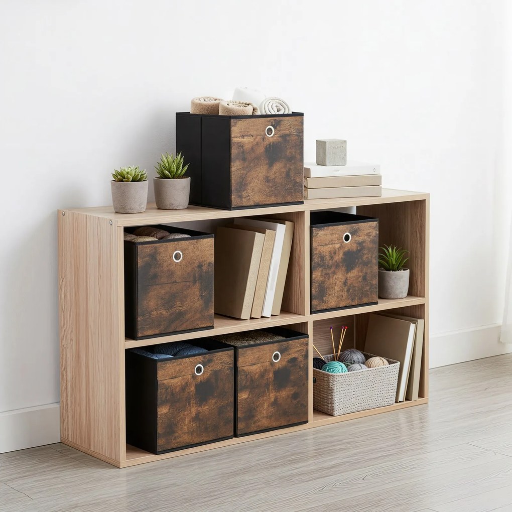 Conjunto caixas organizadoras 6 caixas de arrumação 42 x 21 cm (L x A) castanho-preto