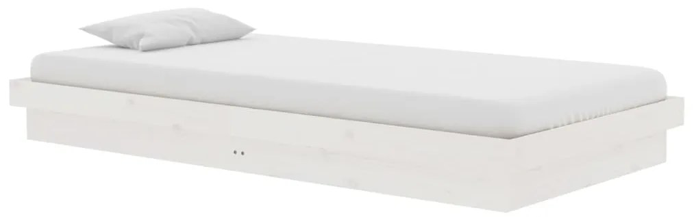 Estrutura de cama 100x200 cm madeira maciça branco