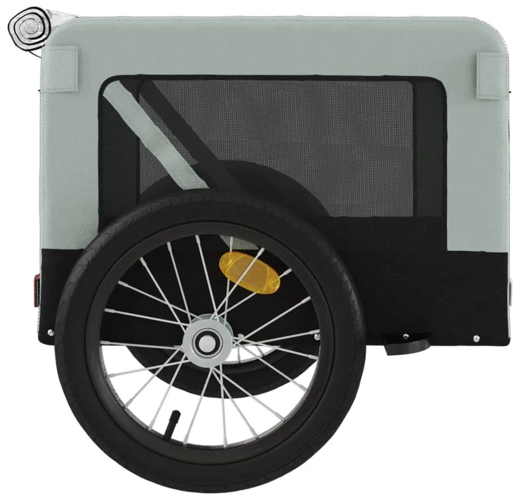 Reboque de bicicleta p/ animais tecido oxford/ferro cinza/preto