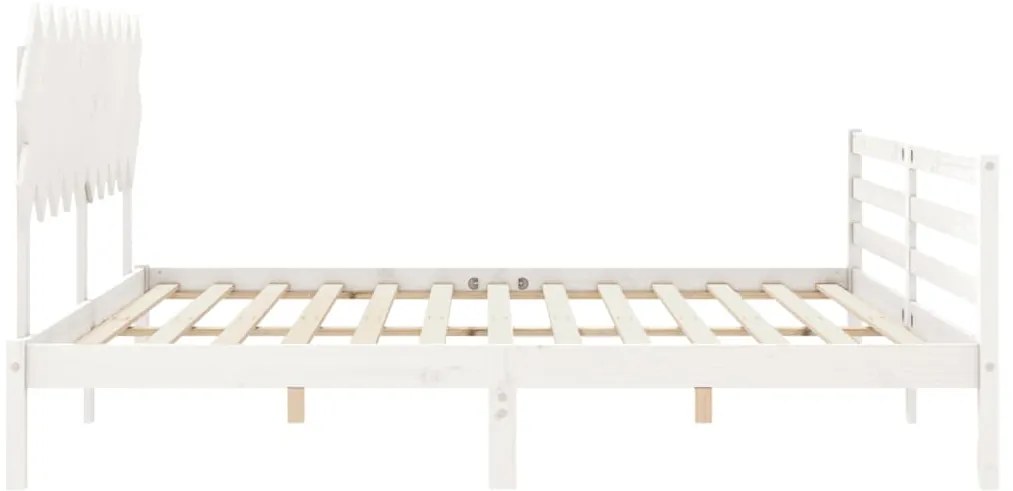 Estrutura de cama com cabeceira 200x200cm madeira maciça branco
