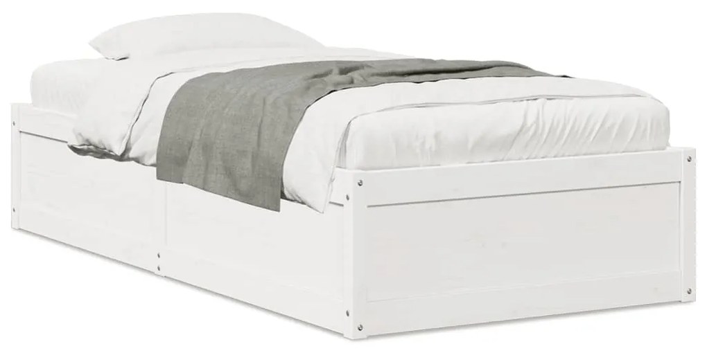 Estrutura de cama 90x190 cm madeira de pinho maciça branco