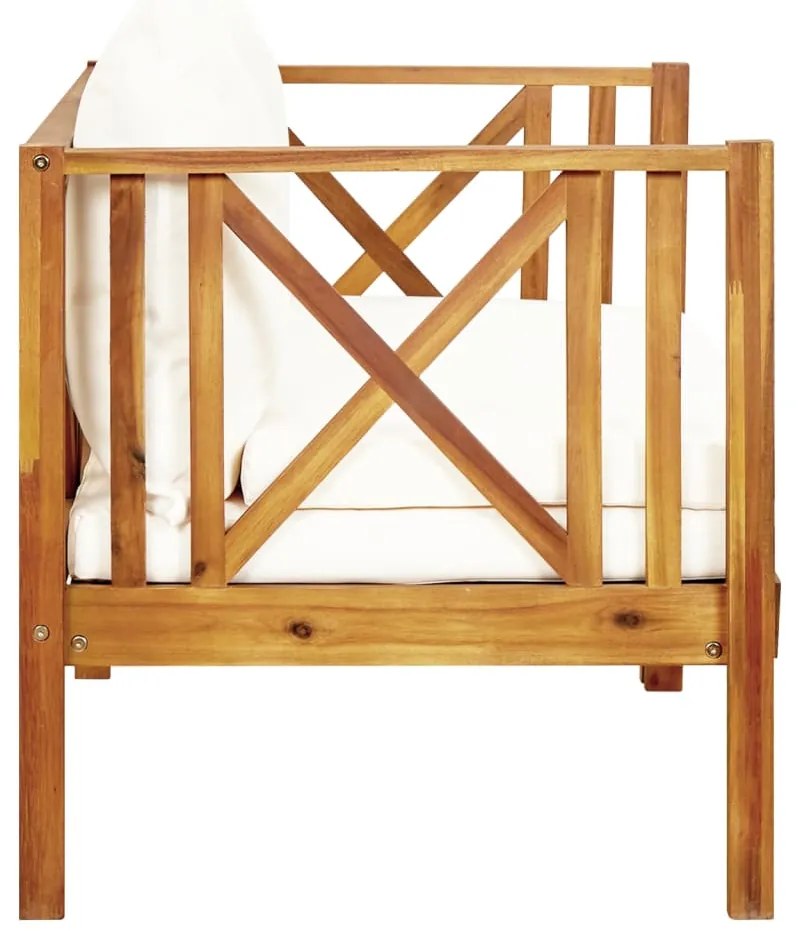 Banco de jardim 2 lugares c/ almofadões 122 cm acácia maciça