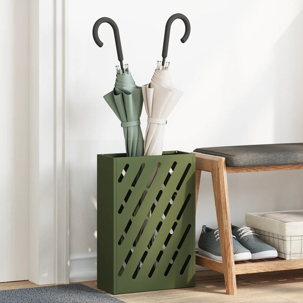 vidaXL Suporte de Guarda-chuva Verde-Azeitona da - 28x12x41 cm em Aço
