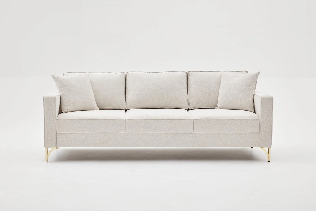 Sofá de 3 Lugares Berlin – Creme Dourado – 220 x 83 x 91 cm