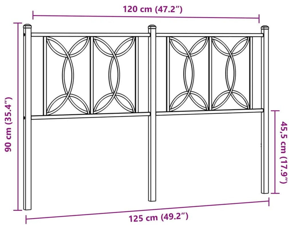 Cabeceira de cama 120 cm metal preto