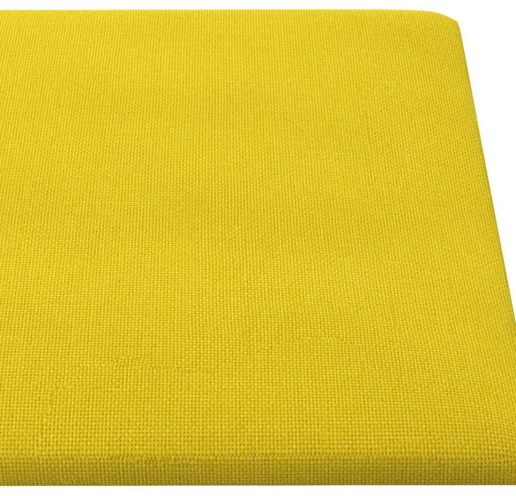 Painel de parede 12 pcs 90x15 cm tecido 1,62 m² amarelo-claro
