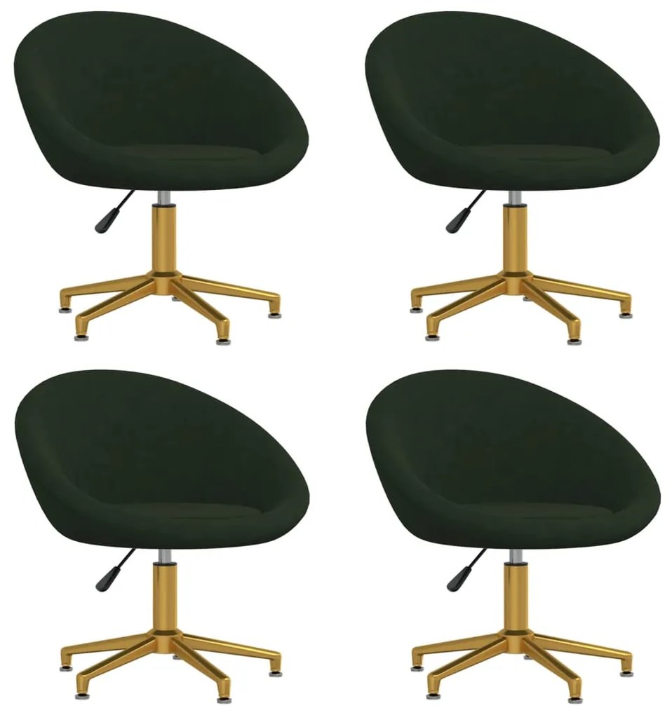 vidaXL Cadeiras de jantar 4 pcs veludo verde-escuro
