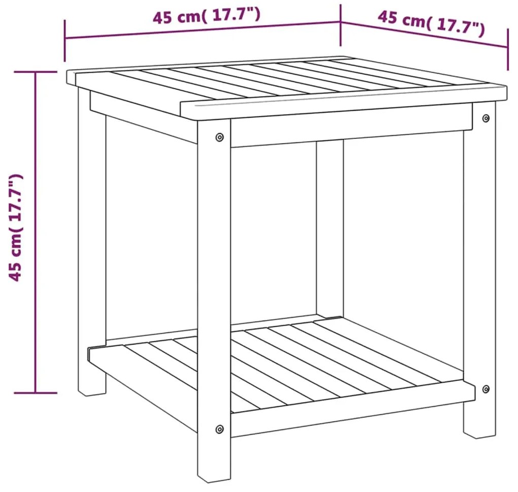 Mesa lateral em madeira de acácia maciça 45x45x45 cm